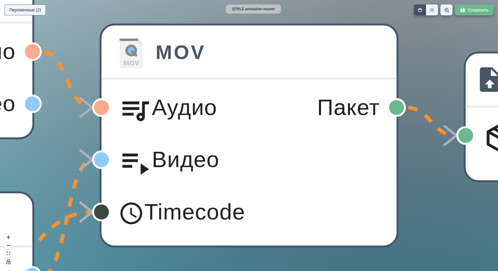Мультиплексор mov объединяет закодированные аудио, видео и таймкод в контейнер QuickTime.