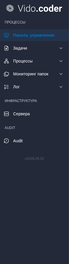 Боковое меню с группами «Процессы», «Инфраструктура» и «Audit».
